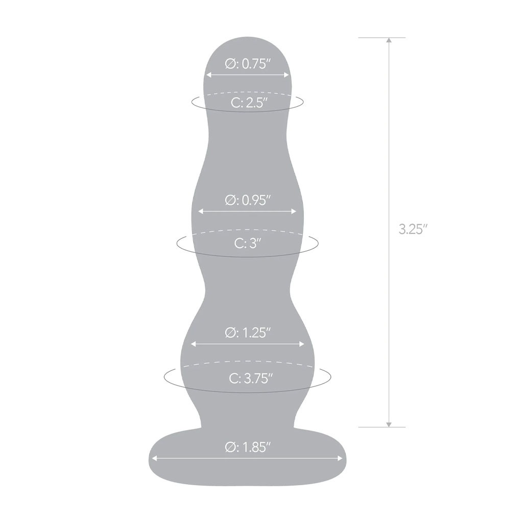 Gläs - Glazen Buttplug afmeting