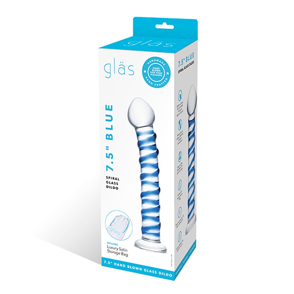 Gläs - Blue Spiral Glazen Dildo