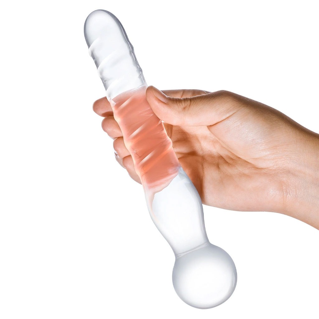 Gläs - Joystick Clear Glazen Dildo gebruik