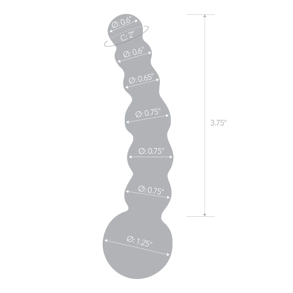 Gläs - Curved Glass Beaded Dildo afmeting