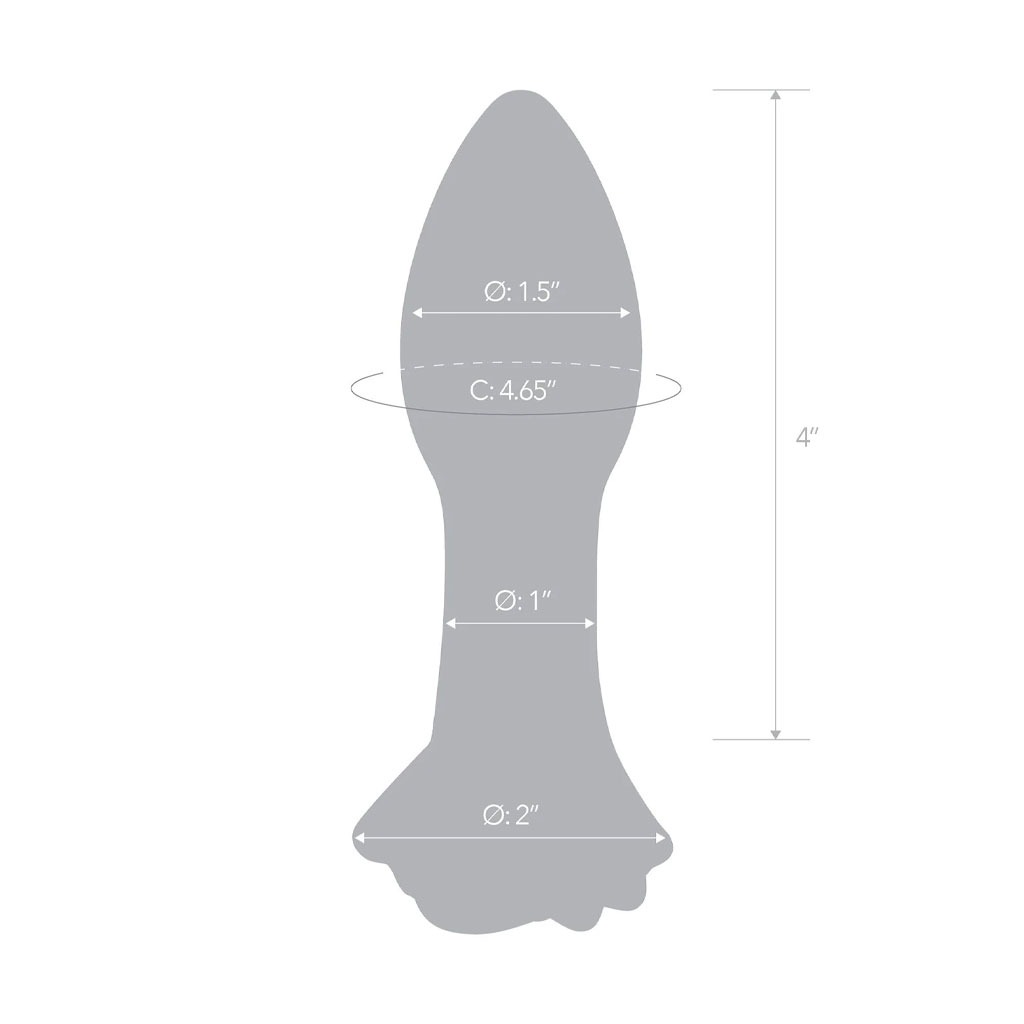 Gläs - Rosebud Glazen Buttplug afmeting