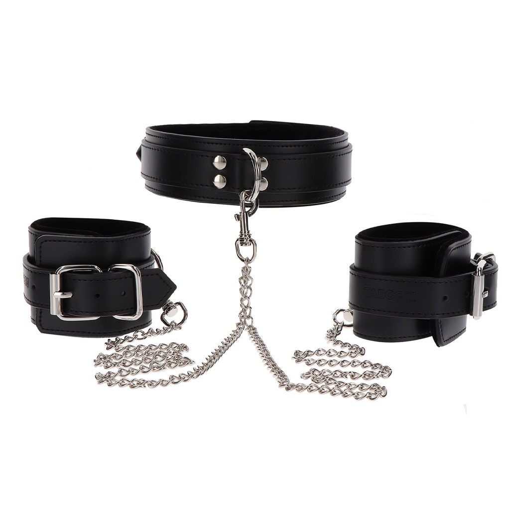 Taboom – D-Ring Halsband & Handboeien Zwart