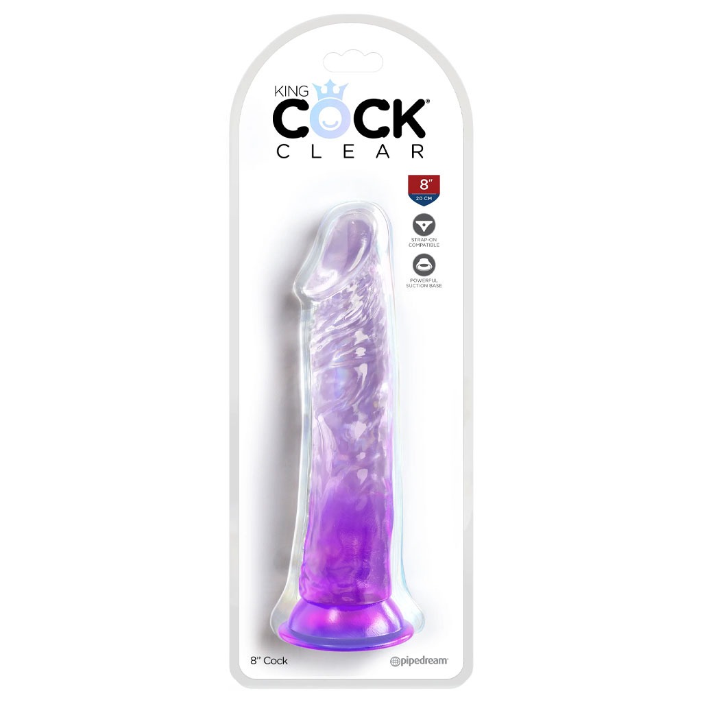 King Cock - 8" Dildo met Ballen Paars verpakking