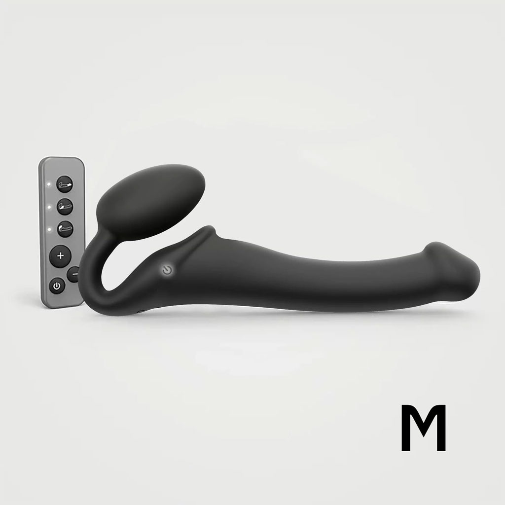 Strap-On-Me - Buigbare Strap-On Vibrator Zwart M