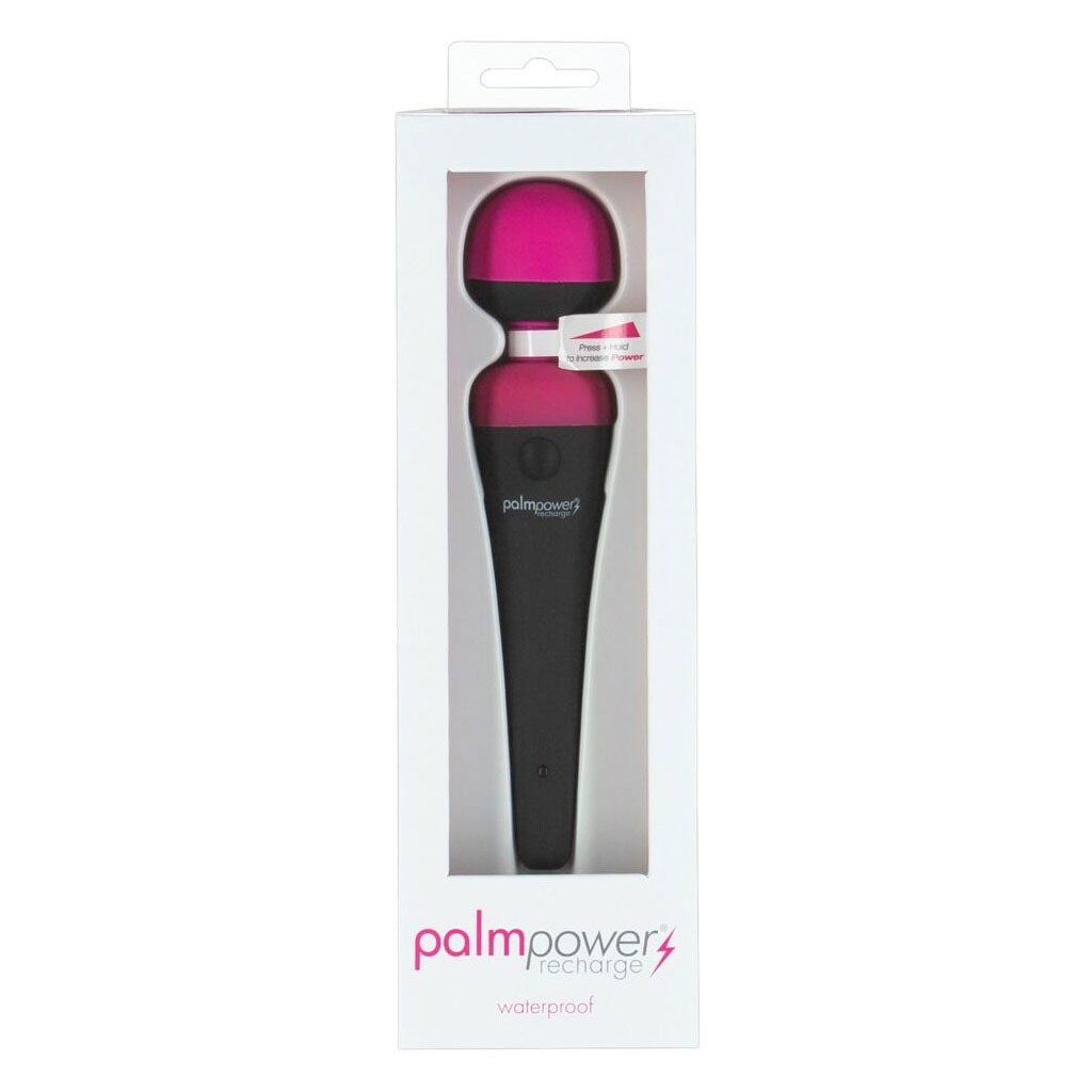 Palm Power - Recharge Wand Massager Roze/Zwart doosje voor