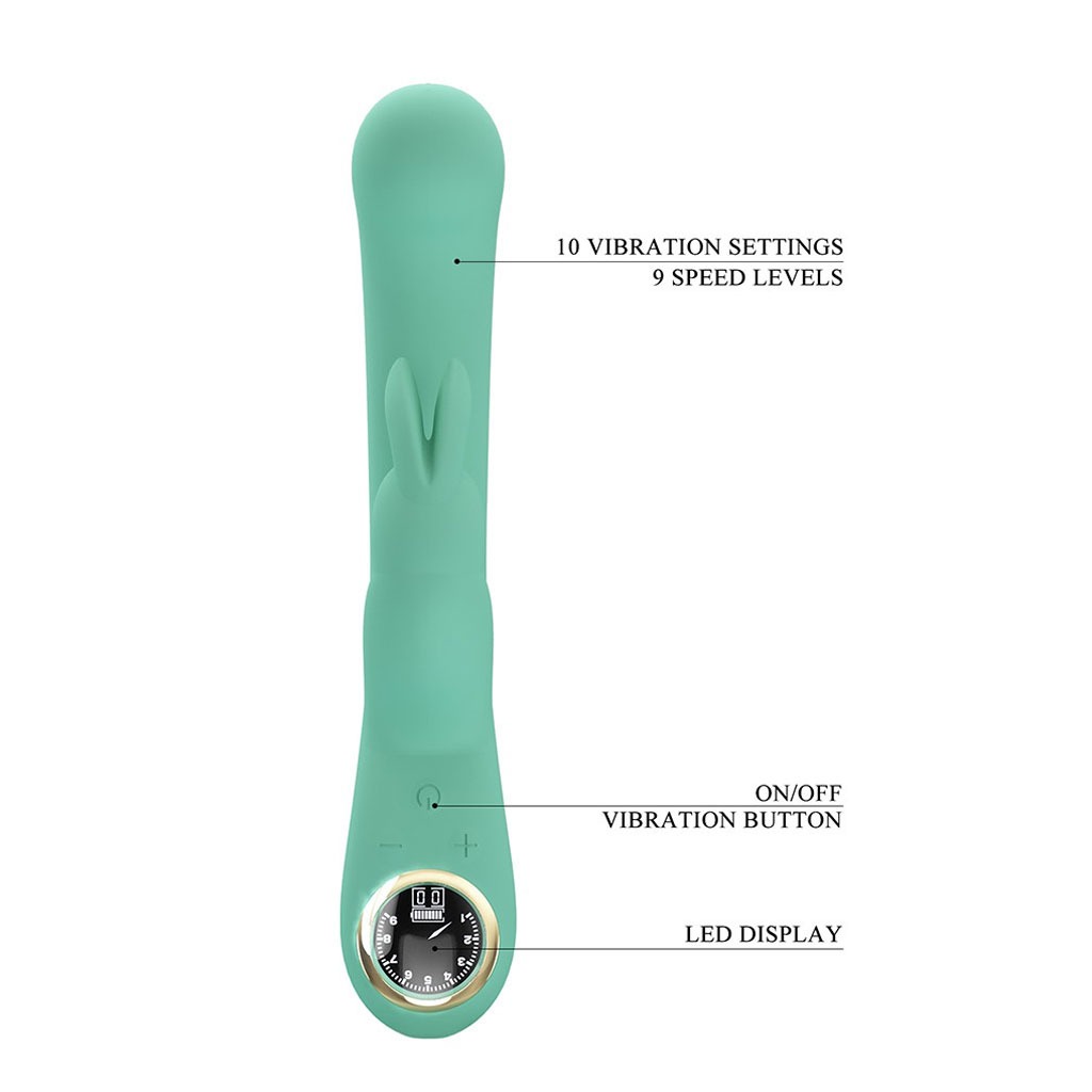 Pretty Love - Lamar Rabbit Vibrator met Digitaal Led Display - Mint Groen info