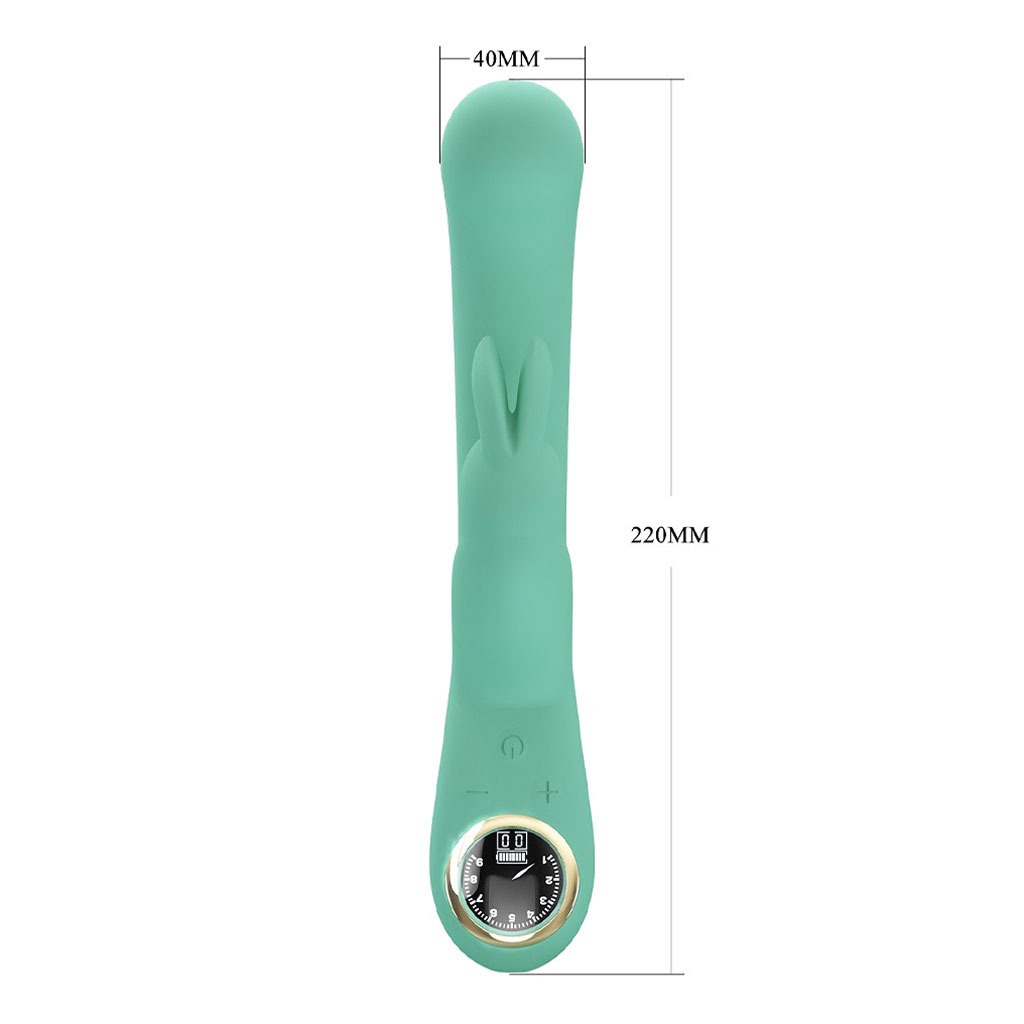 Pretty Love - Lamar Rabbit Vibrator met Digitaal Led Display - Mint Groen afmeting