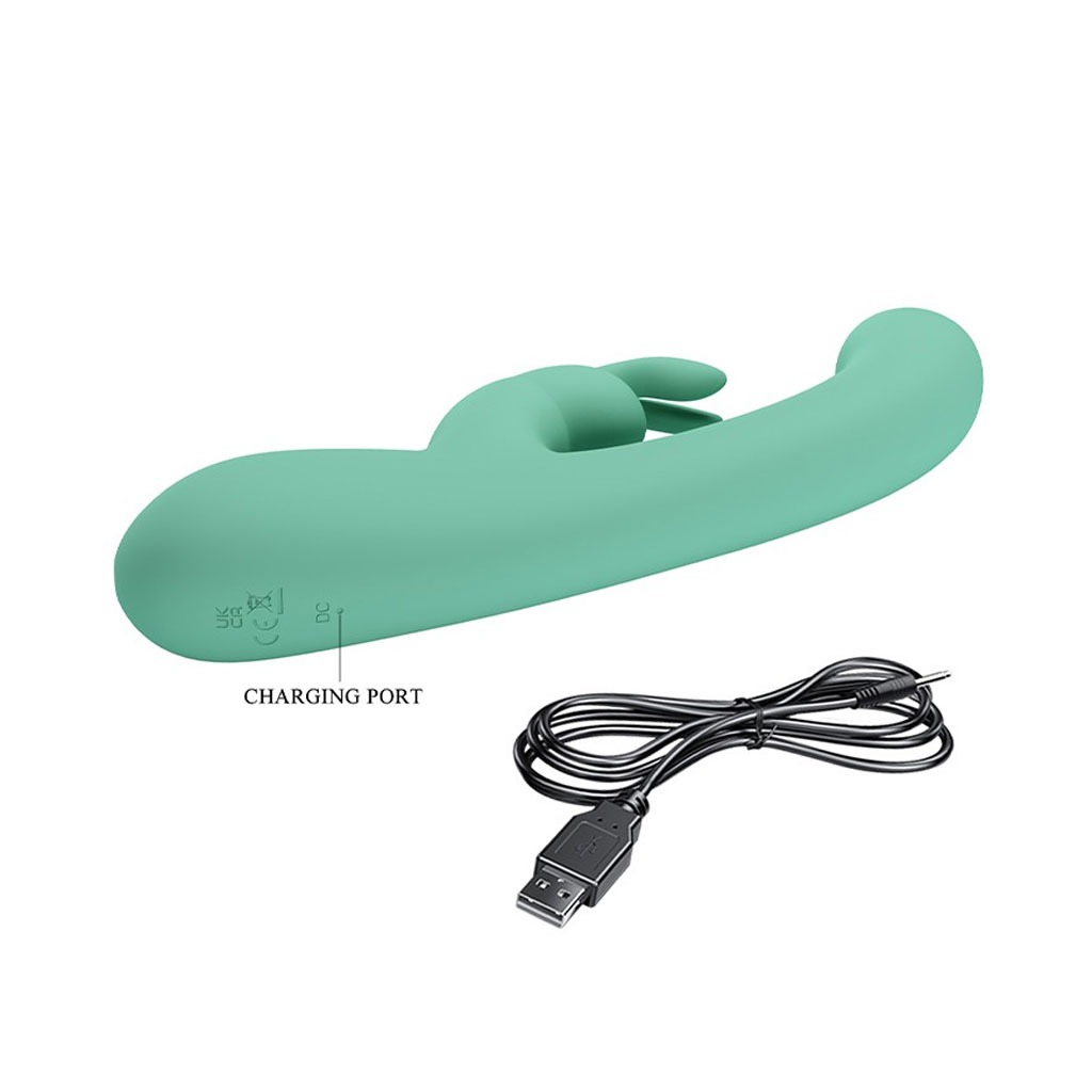 Pretty Love - Lamar Rabbit Vibrator met Digitaal Led Display - Mint Groen laden