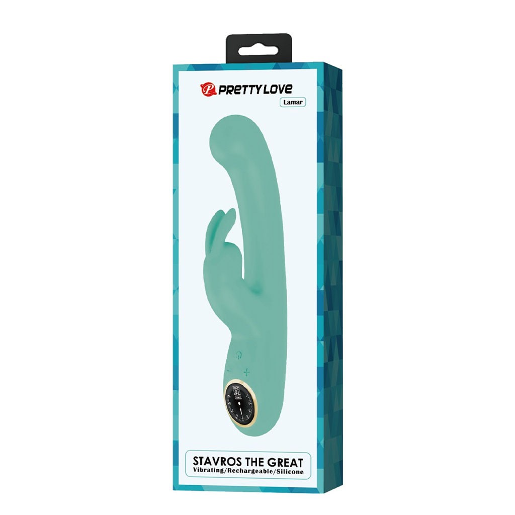 Pretty Love - Lamar Rabbit Vibrator met Digitaal Led Display - Mint Groen doosje