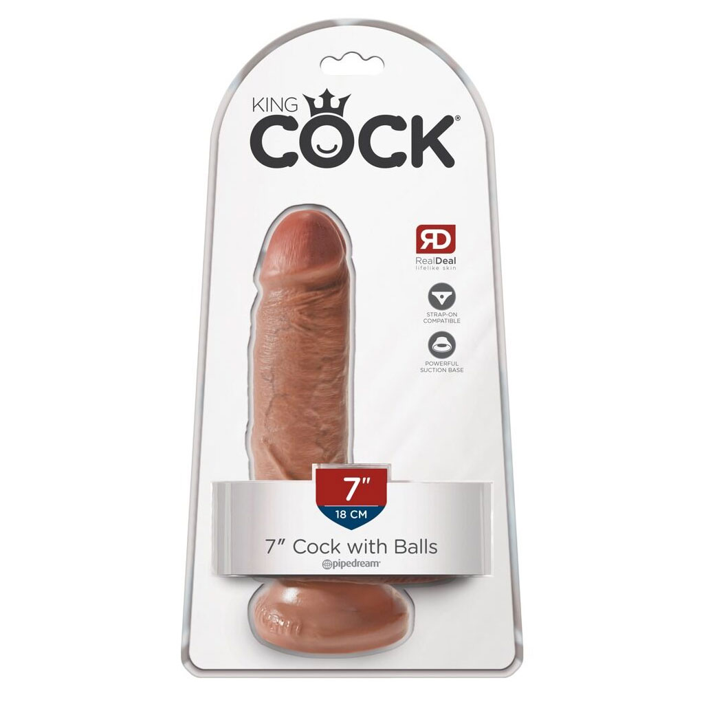 King Cock - 7" Dildo met Ballen - Tan verpakking