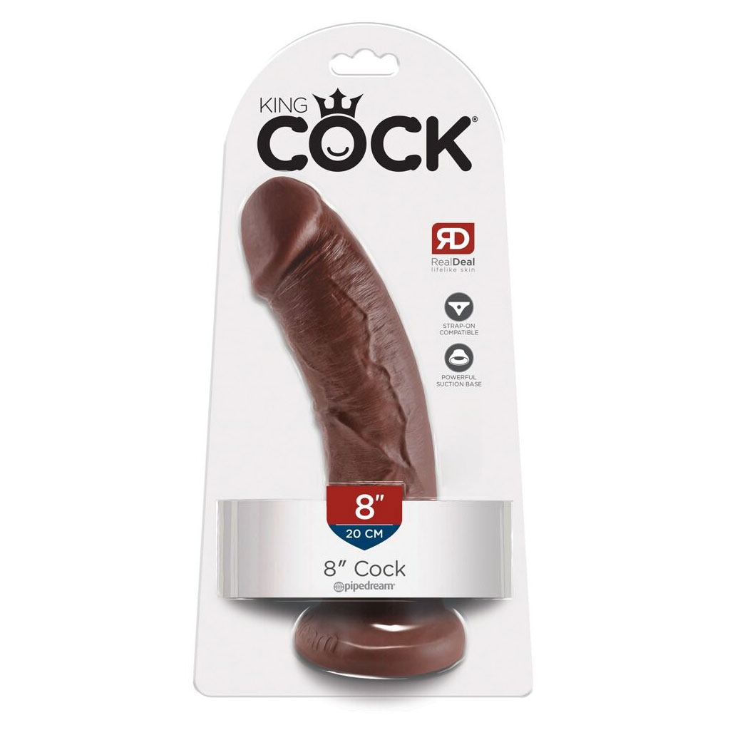 King Cock - 8" Inch Dildo - Bruin verpakking