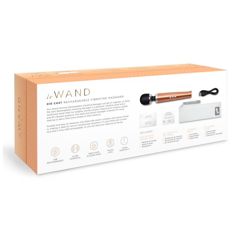 Le Wand - Die Cast Oplaadbare Massager Goud doos achter