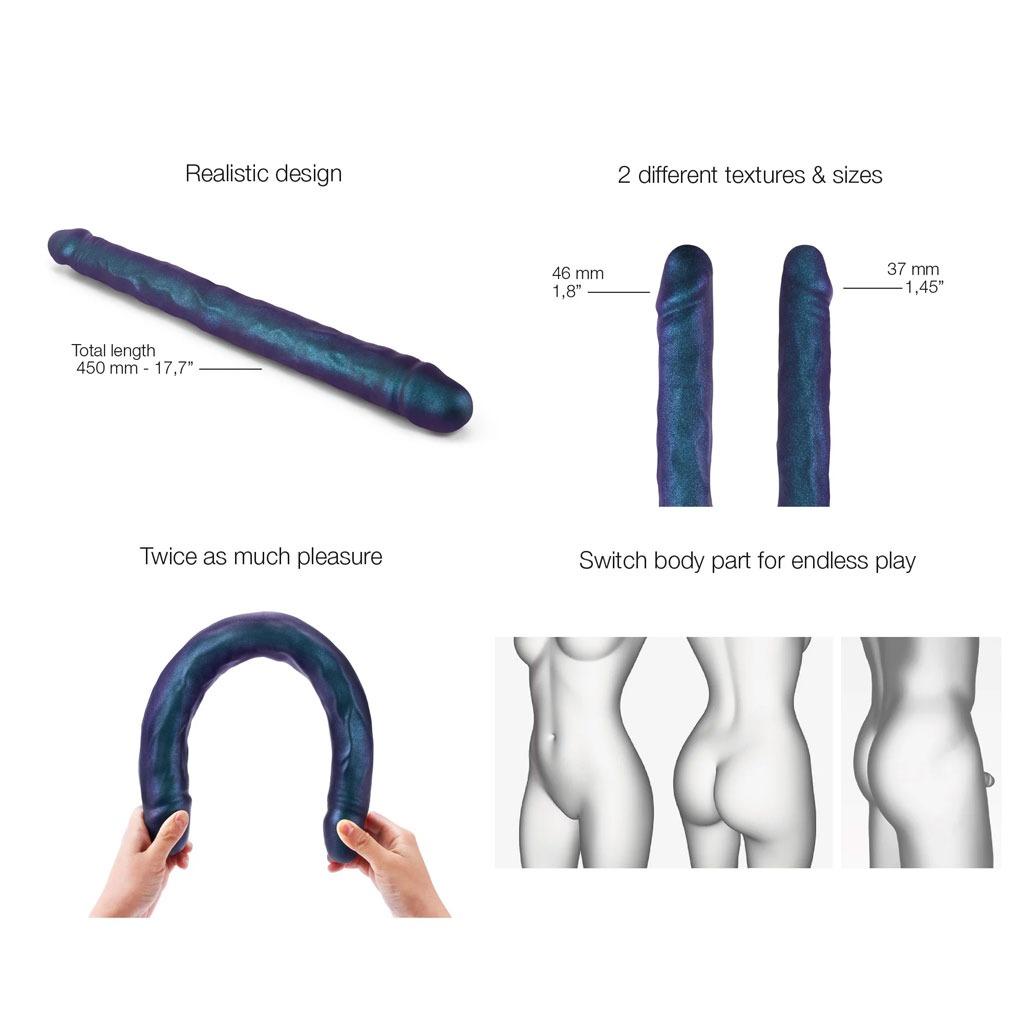 Strap-On-Me - Double Dong Realistische Dildo - Blauw info