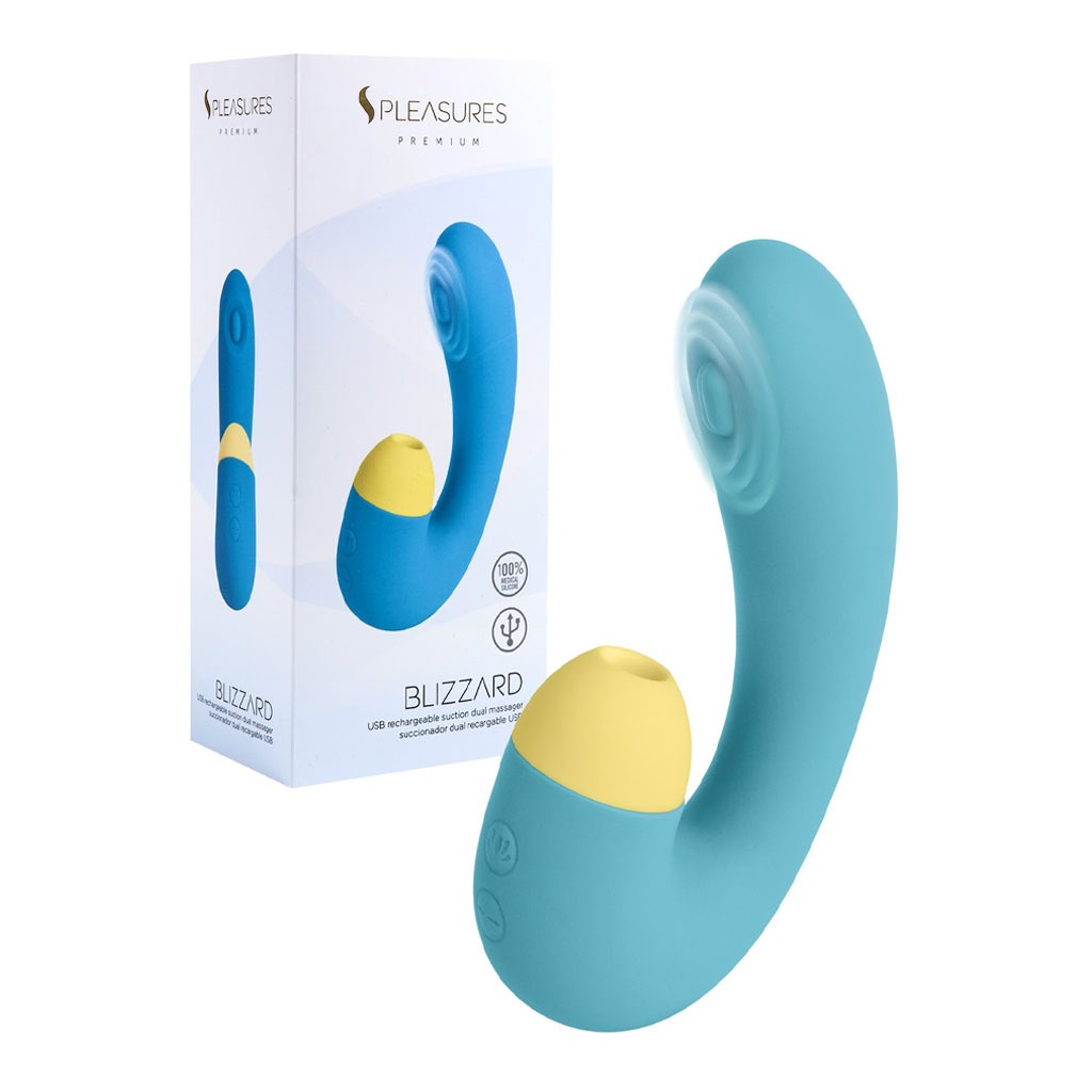 S Pleasures – Blizzard Suction Dual Massager – Turquoise