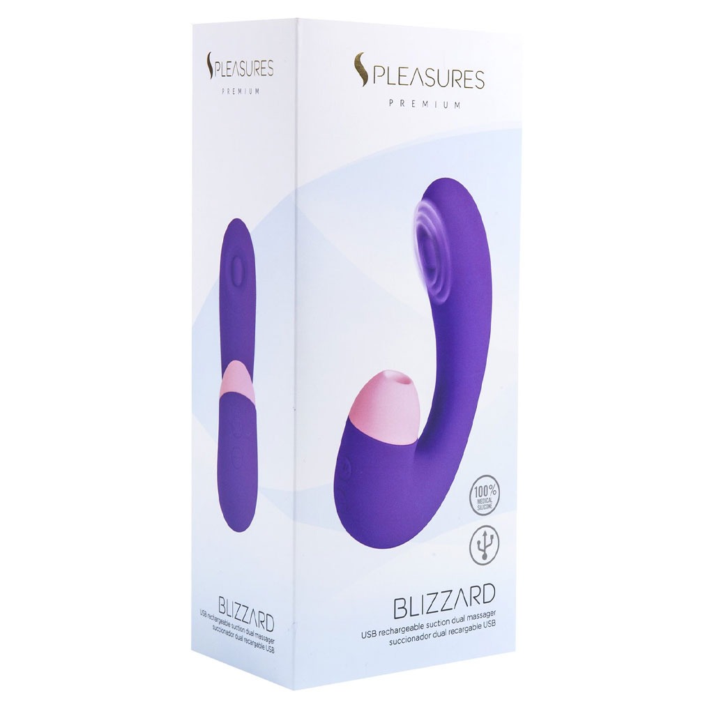 S Pleasures - Blizzard Suction Dual Massager - Paars verpakking