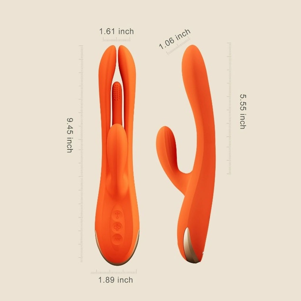 HoneyPlayBox - Terri Kinky Finger Tapping Rabbit Vibrator met App - Oranje afmeting